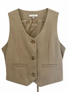 Bagatelle Tailored Vest Tan Sleeveless Blazer Medium Minimalist Workwear